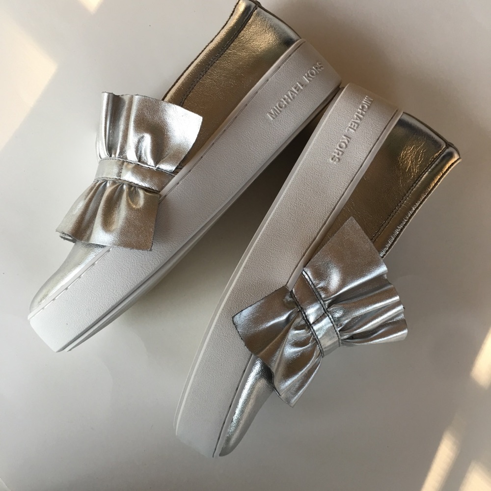 NEW MICHAEL Kors metallic leather slip on sneakers